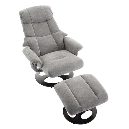 360° Swivel Ergonomic Recliner Chair with Ottoman, Adjustable Backrest, 5 Vibration Massage, Seat Heating, Chenille Fabric