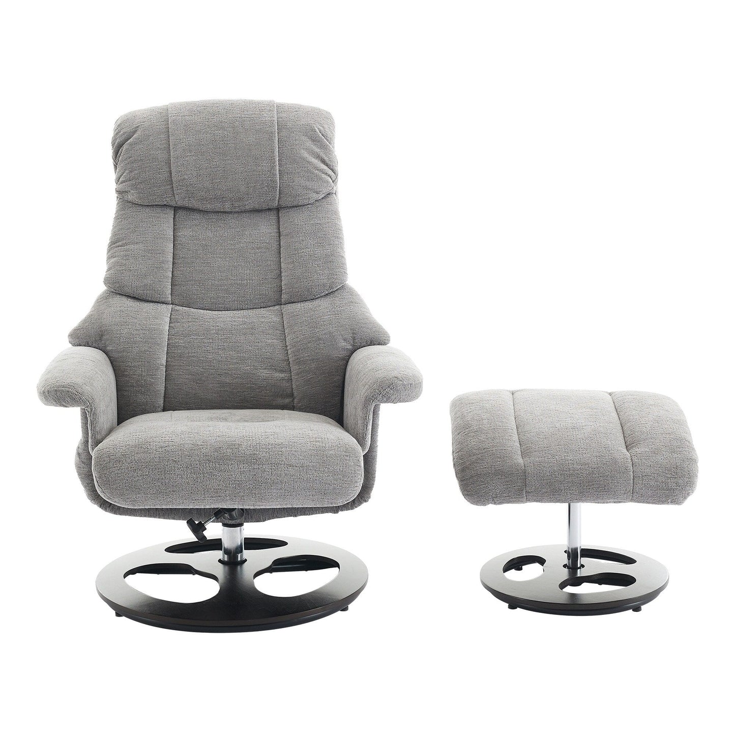 360° Swivel Ergonomic Recliner Chair with Ottoman, Adjustable Backrest, 5 Vibration Massage, Seat Heating, Chenille Fabric
