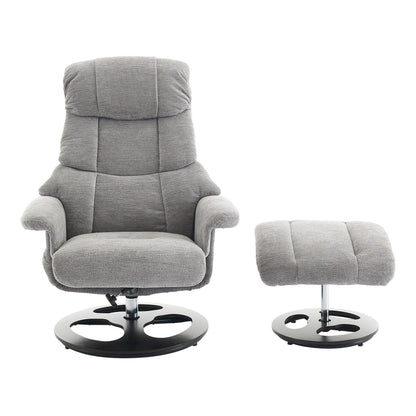 360° Swivel Ergonomic Recliner Chair with Ottoman, Adjustable Backrest, 5 Vibration Massage, Seat Heating, Chenille Fabric