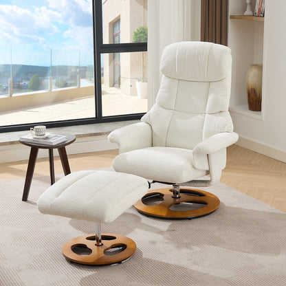 360° Swivel Ergonomic Recliner Chair with Ottoman, Adjustable Backrest, 5 Vibration Massage, Seat Heating, Chenille Fabric