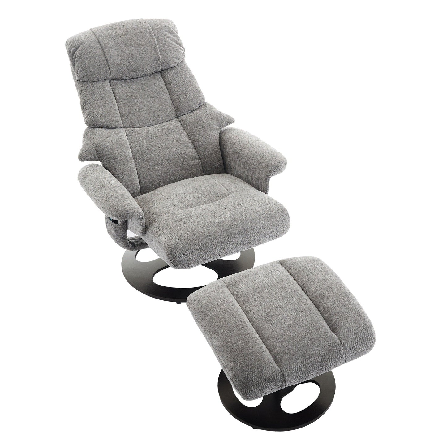 360° Swivel Ergonomic Recliner Chair with Ottoman, Adjustable Backrest, 5 Vibration Massage, Seat Heating, Chenille Fabric