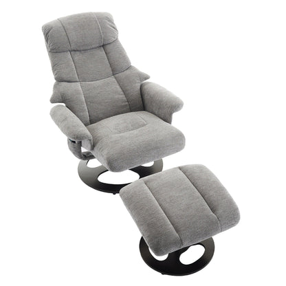 360° Swivel Ergonomic Recliner Chair with Ottoman, Adjustable Backrest, 5 Vibration Massage, Seat Heating, Chenille Fabric
