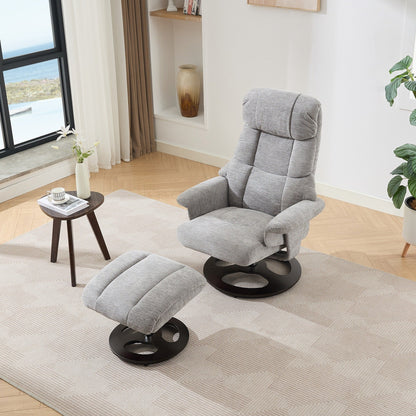 360° Swivel Ergonomic Recliner Chair with Ottoman, Adjustable Backrest, 5 Vibration Massage, Seat Heating, Chenille Fabric
