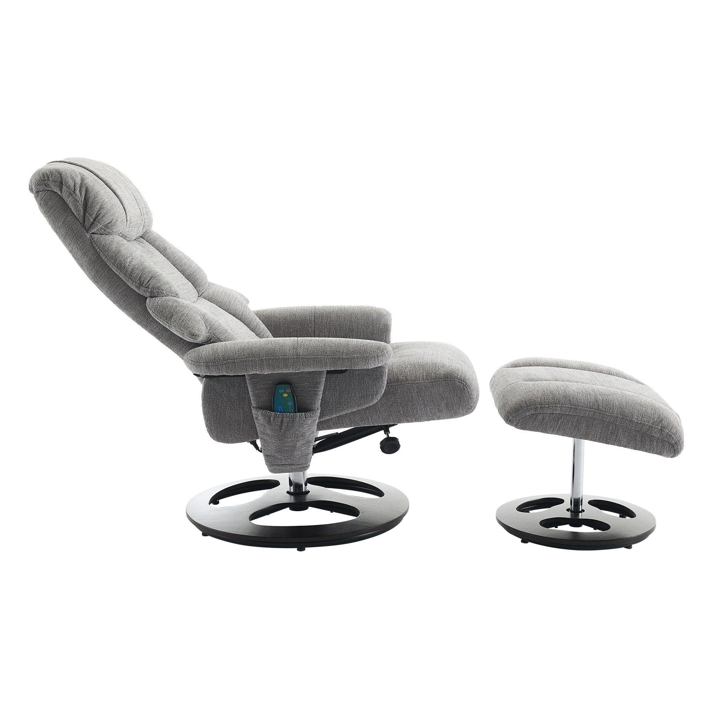 360° Swivel Ergonomic Recliner Chair with Ottoman, Adjustable Backrest, 5 Vibration Massage, Seat Heating, Chenille Fabric