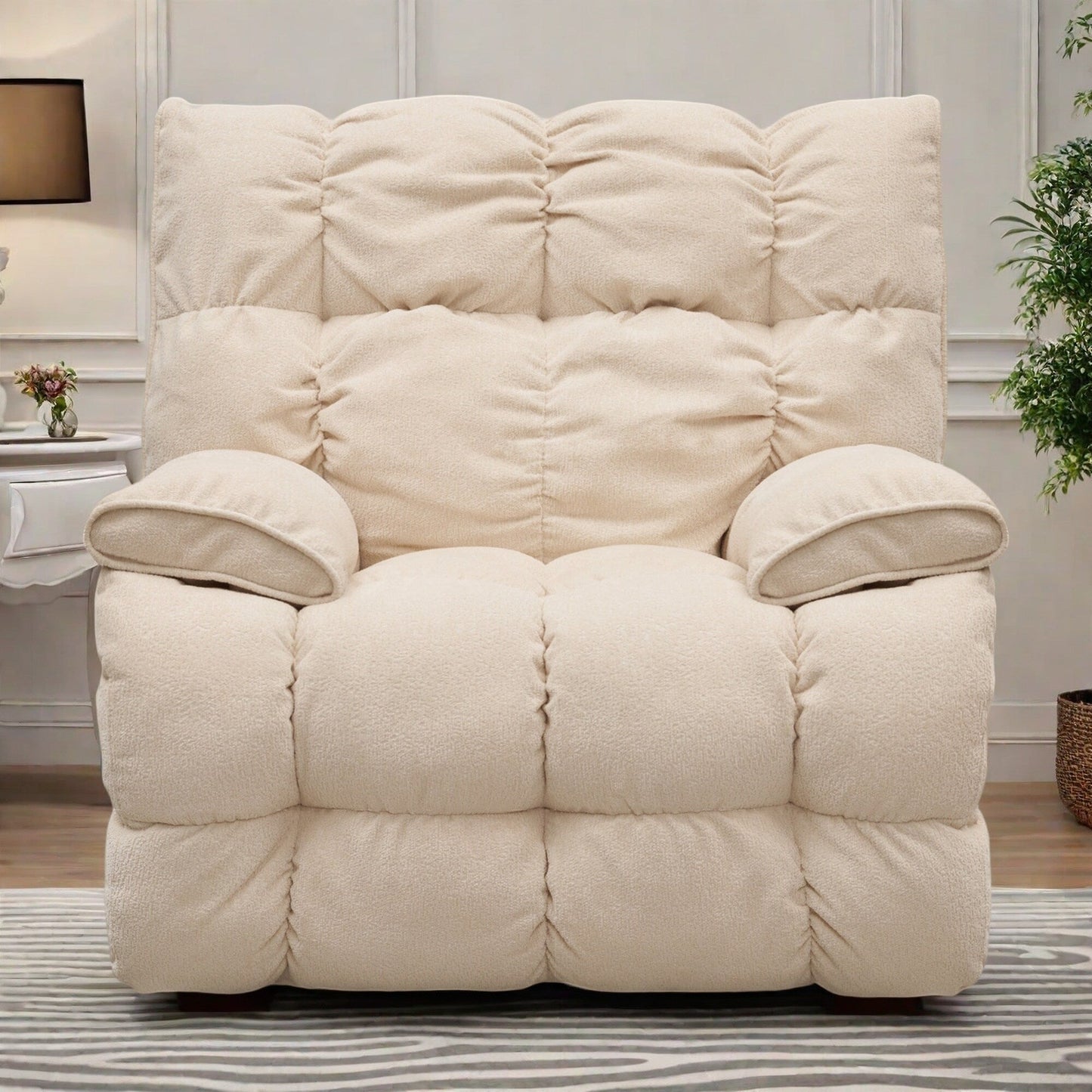 360° Swivel Glider Recliner Chair with Manual Latch Recline and High Backrest