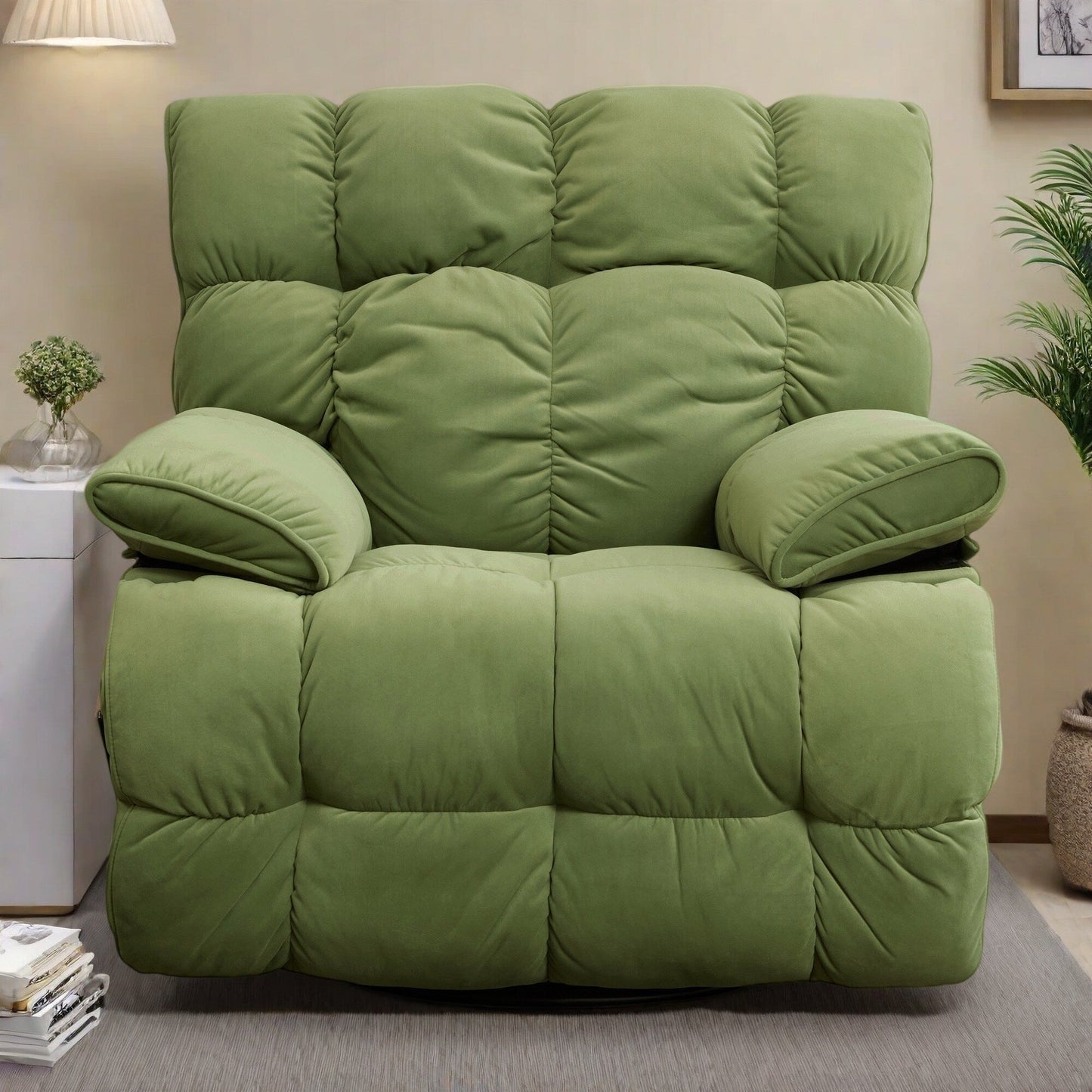 360° Swivel Glider Recliner Chair with Manual Latch Recline and High Backrest