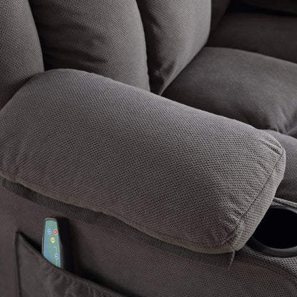 360° Swivel Heated Massage Recliner with USB Charging, Cup Holders, Side Storage, and Plush Fleece Upholstery