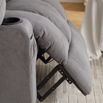 360° Swivel Heated Massage Recliner with USB Charging, Cup Holders, Side Storage, and Plush Fleece Upholstery