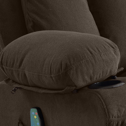 360° Swivel Heated Massage Recliner with USB Charging, Cup Holders, Side Storage, and Plush Fleece Upholstery