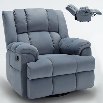 360Â° Swivel Manual Recliner Chair, 155Â° Fabric Reclining Chair wRocker