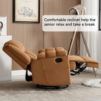 360Â° Swivel Manual Recliner Chair, 155Â° Fabric Reclining Chair wRocker