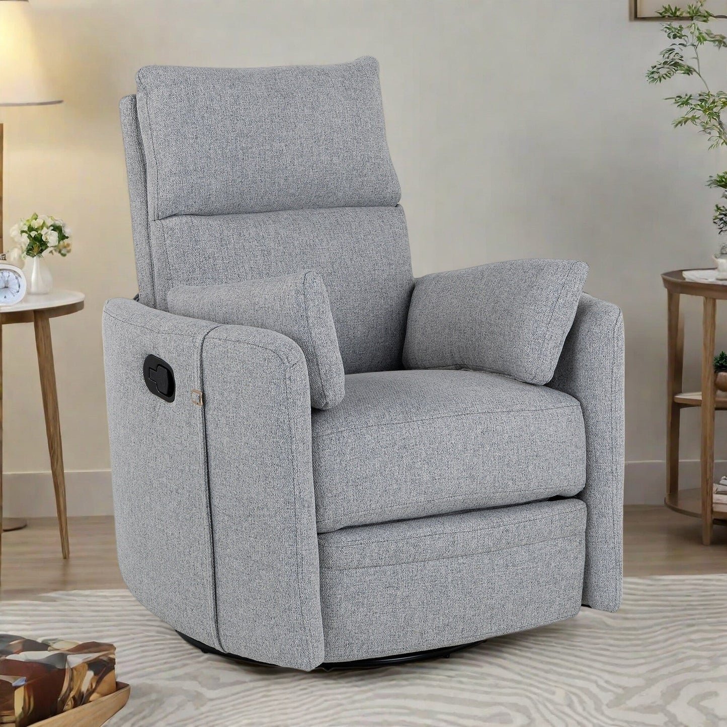 360° Swivel Manual Recliner with Rocking, Adjustable Backrest, Ergonomic Armrests