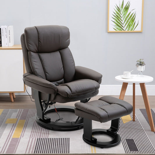360Â° Swivel Massage Recliner Chair PU Leather Armchair Living Room Lounge Chair with Footrest and Remote