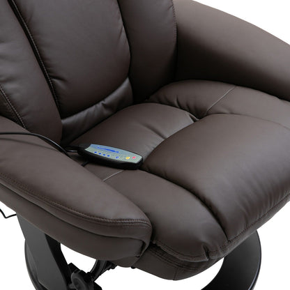 360Â° Swivel Massage Recliner Chair PU Leather Armchair Living Room Lounge Chair with Footrest and Remote