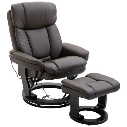 360Â° Swivel Massage Recliner Chair PU Leather Armchair Living Room Lounge Chair with Footrest and Remote
