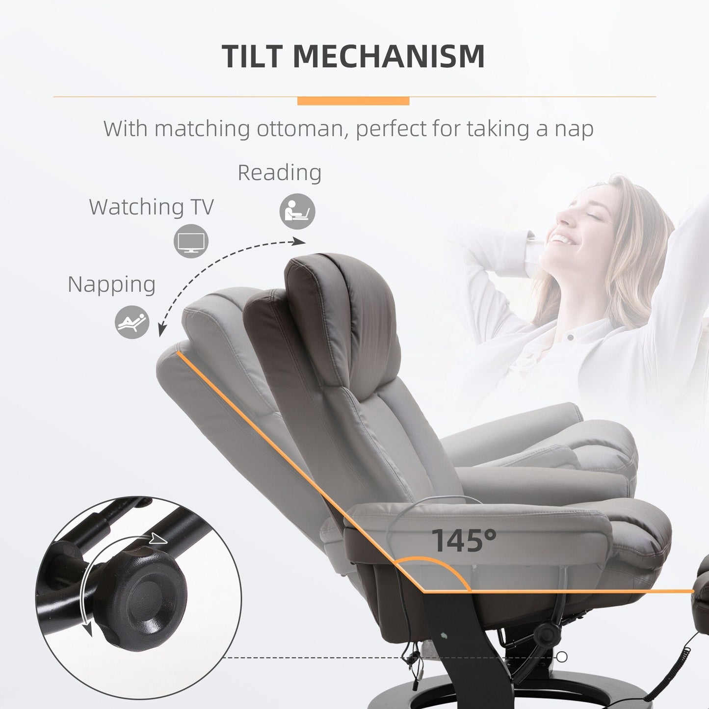360Â° Swivel Massage Recliner Chair PU Leather Armchair Living Room Lounge Chair with Footrest and Remote