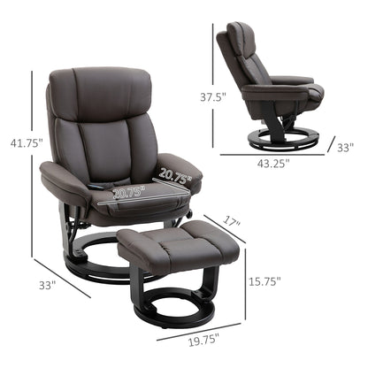 360Â° Swivel Massage Recliner Chair PU Leather Armchair Living Room Lounge Chair with Footrest and Remote