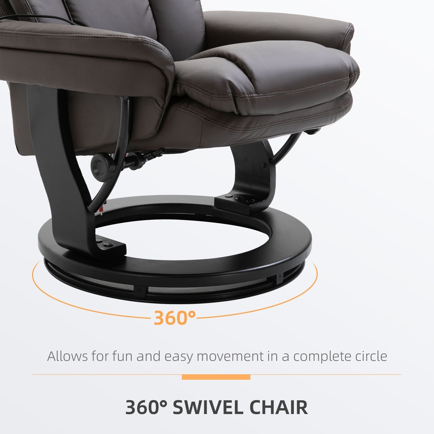 360Â° Swivel Massage Recliner Chair PU Leather Armchair Living Room Lounge Chair with Footrest and Remote