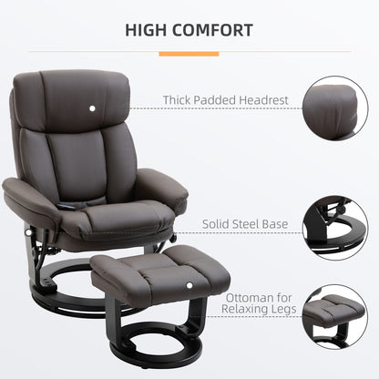360Â° Swivel Massage Recliner Chair PU Leather Armchair Living Room Lounge Chair with Footrest and Remote