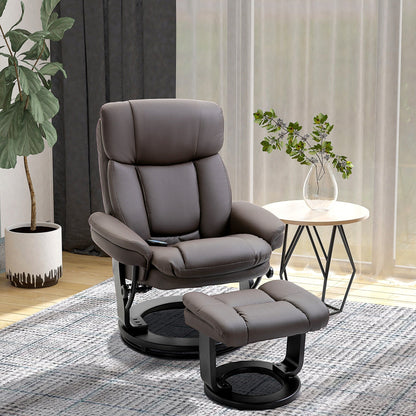360Â° Swivel Massage Recliner Chair PU Leather Armchair Living Room Lounge Chair with Footrest and Remote