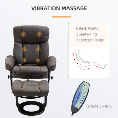 360Â° Swivel Massage Recliner Chair PU Leather Armchair Living Room Lounge Chair with Footrest and Remote
