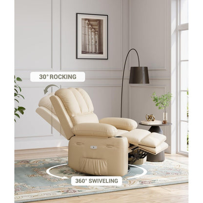 360° Swivel Oversized Recliner Chairs with Heat and Massage