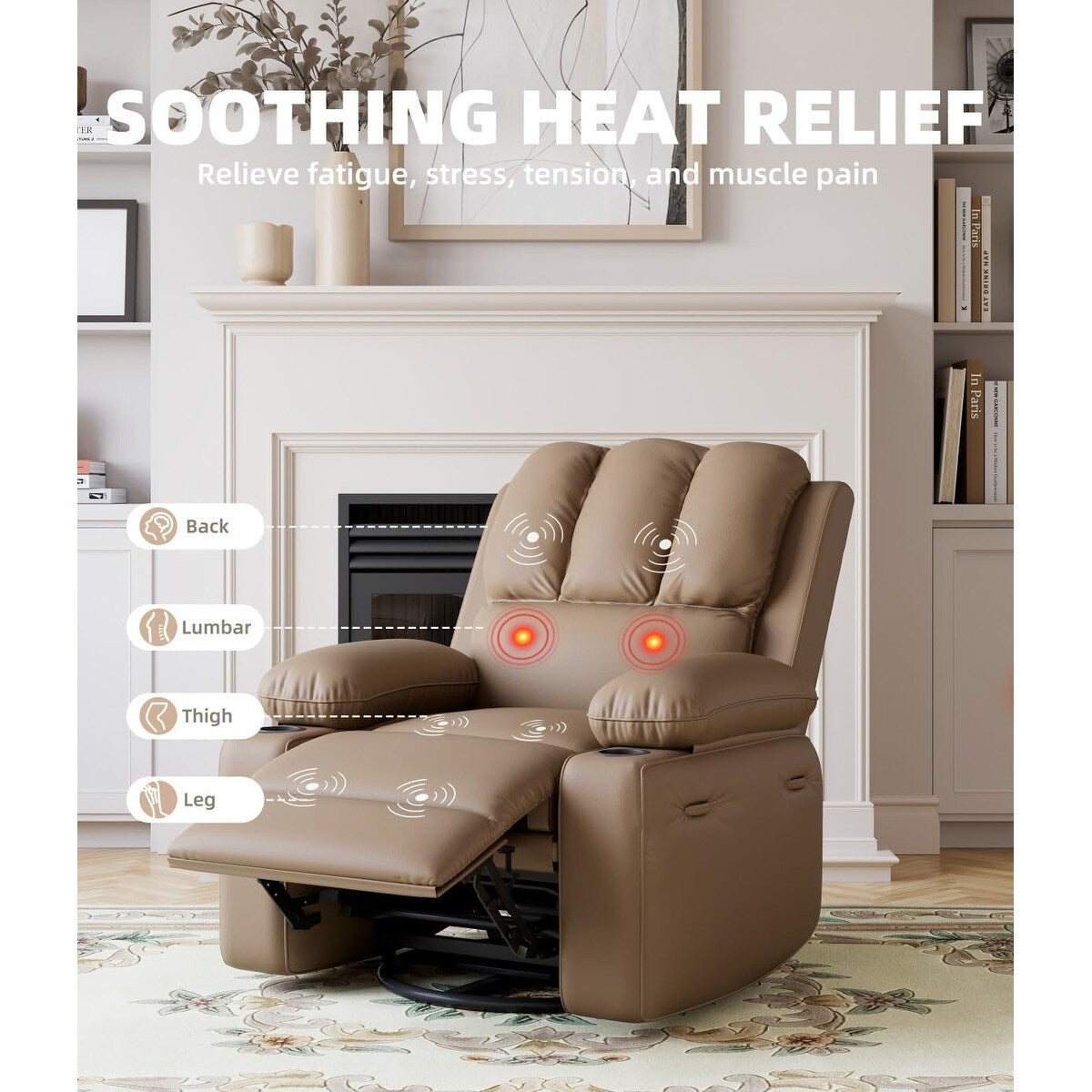 360° Swivel Oversized Recliner Chairs with Heat and Massage