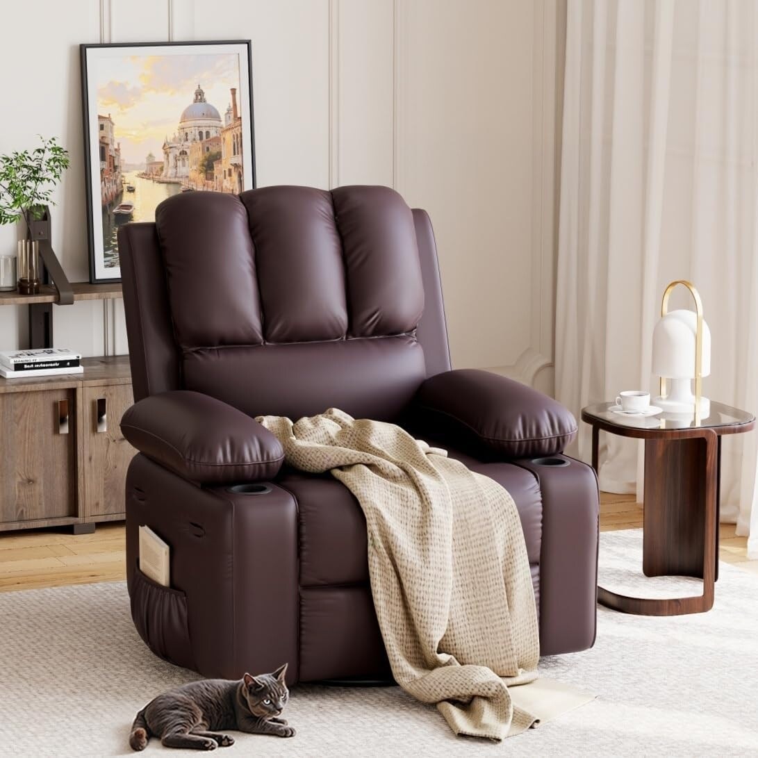 360° Swivel Oversized Recliner Chairs with Heat and Massage