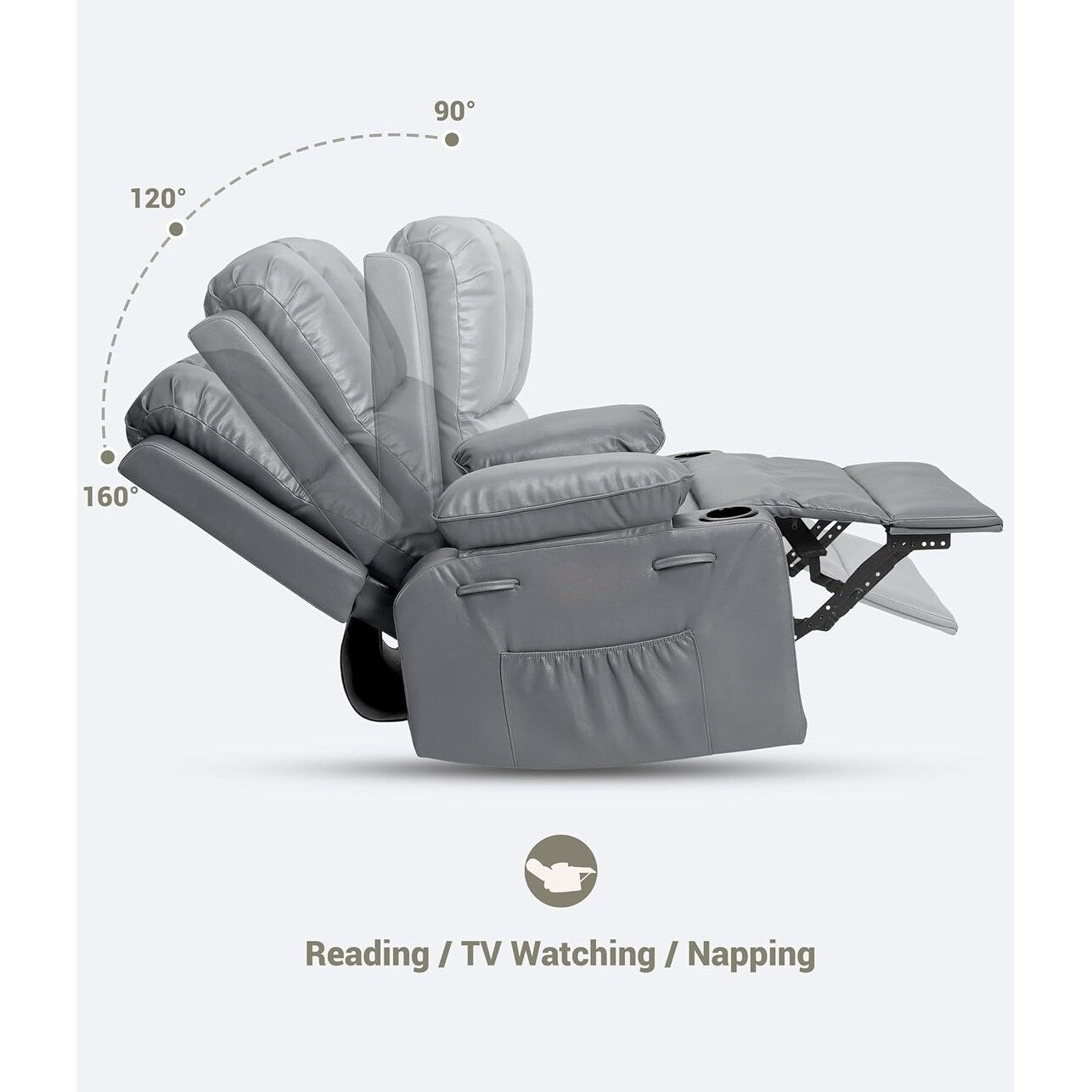 360° Swivel Oversized Recliner Chairs with Heat and Massage