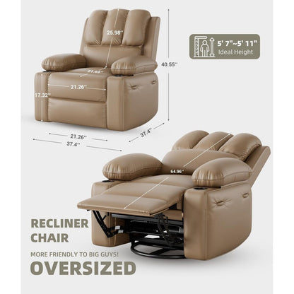 360° Swivel Oversized Recliner Chairs with Heat and Massage