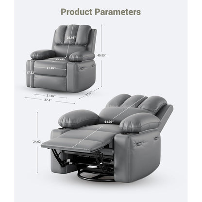 360° Swivel Oversized Recliner Chairs with Heat and Massage