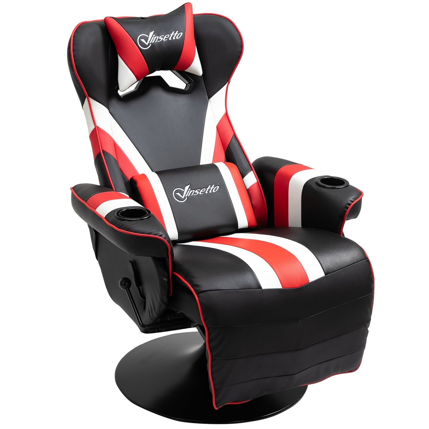 360Â° Swivel Racing Style Gaming Recliner Chair with Lumbar Support, Footrest and Dual Cup Holders for Game Room