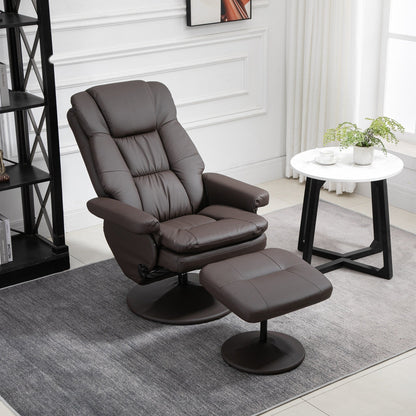 360Â° Swivel Recliner Adjustable PU Leather Lounge Chair with Footrest for Living Room, Bedroom and Home Office