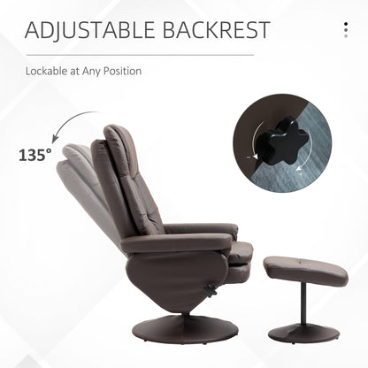 360Â° Swivel Recliner Adjustable PU Leather Lounge Chair with Footrest for Living Room, Bedroom and Home Office