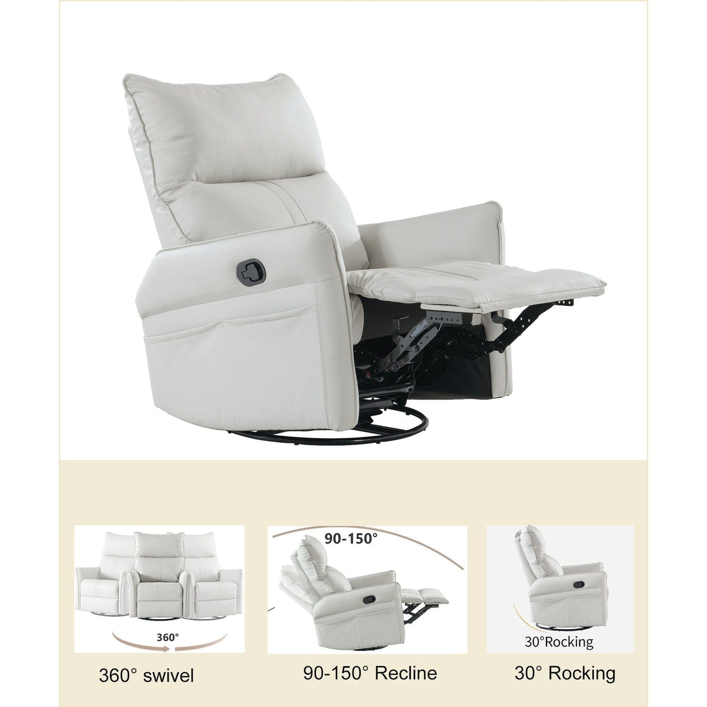 360Â° Swivel Rocker Manual Recliner Chair for Living Room, Bedroom