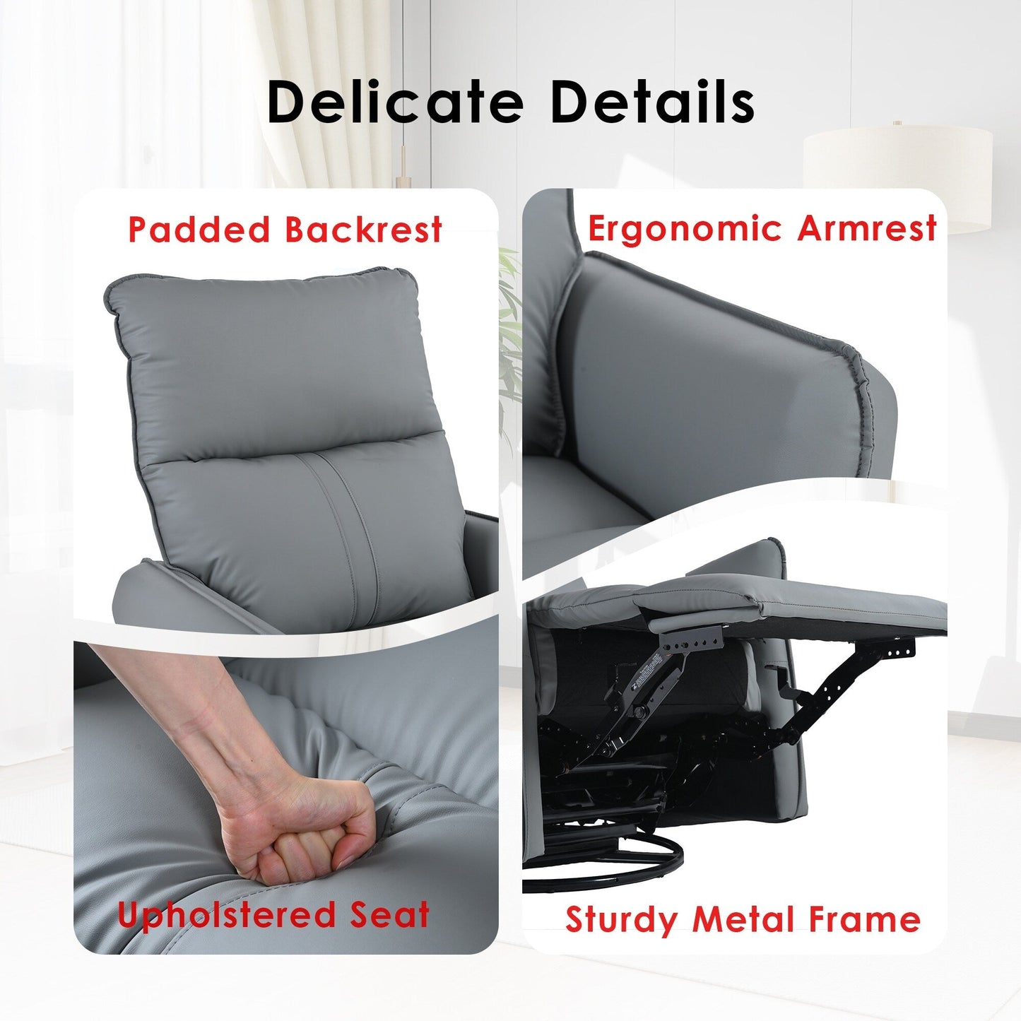 360Â° Swivel Rocker Manual Recliner Chair for Living Room, Bedroom