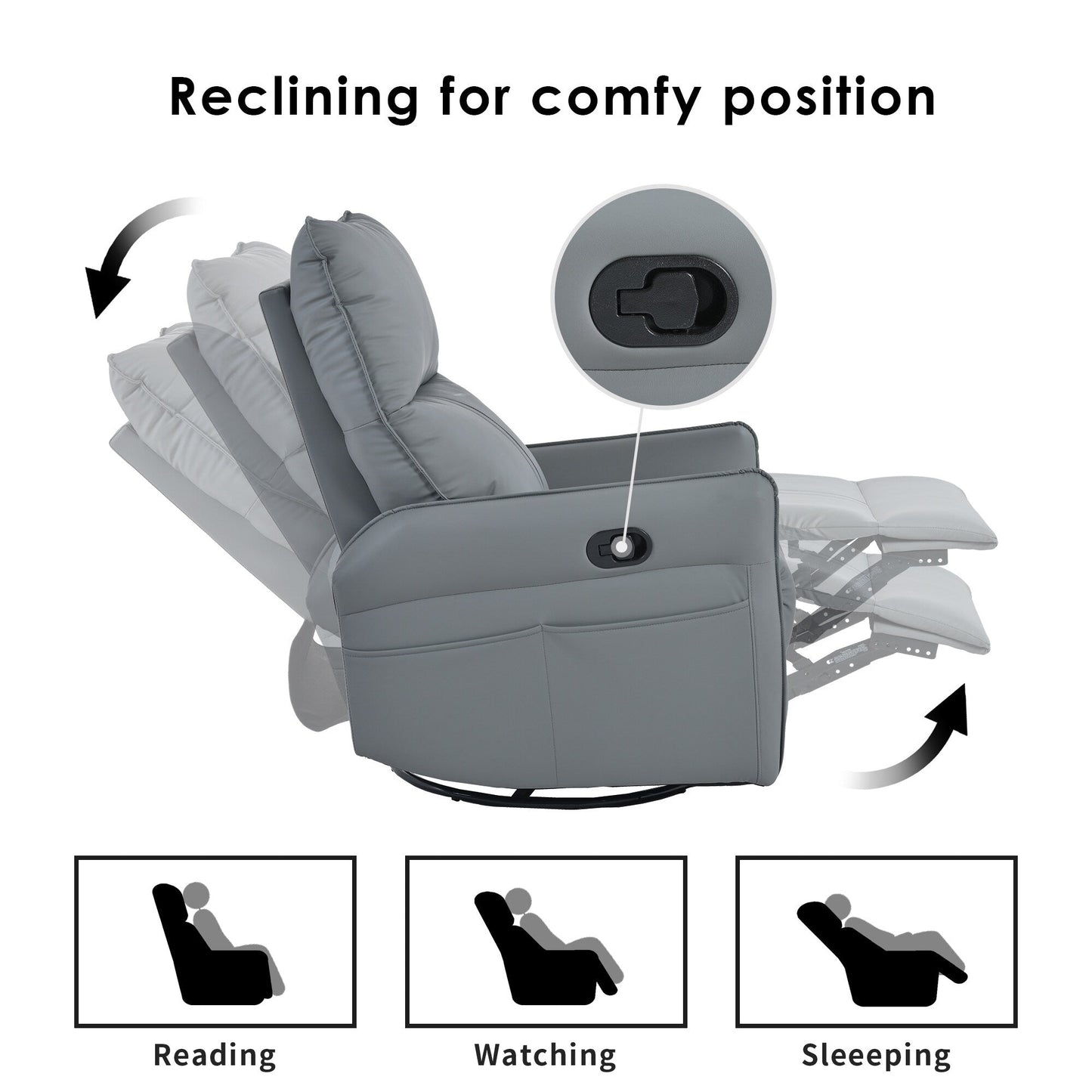 360Â° Swivel Rocker Manual Recliner Chair for Living Room, Bedroom