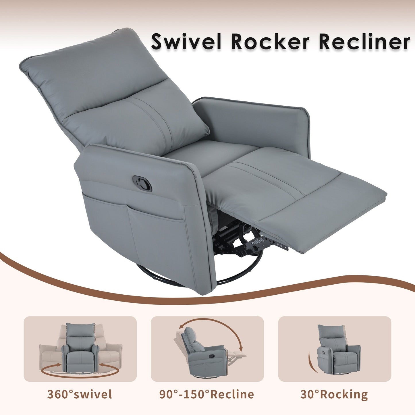 360Â° Swivel Rocker Manual Recliner Chair for Living Room, Bedroom