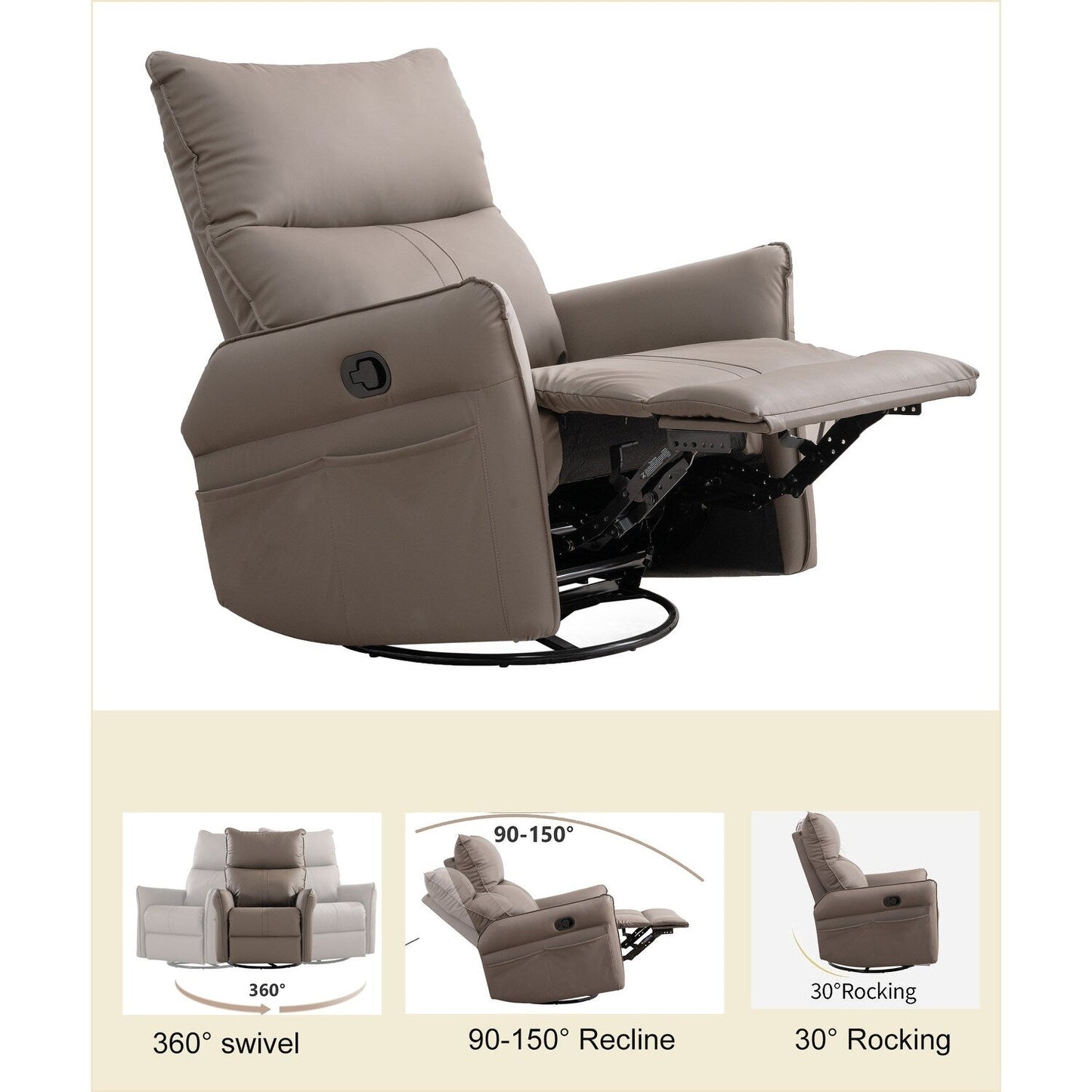 360Â° Swivel Rocker Manual Recliner Chair for Living Room, Bedroom