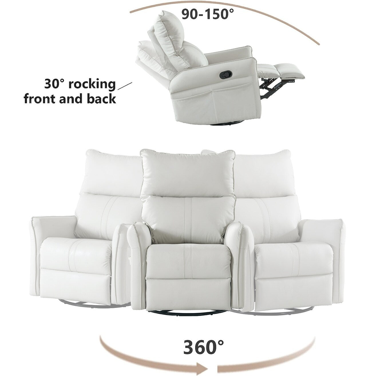 360Â° Swivel Rocker Manual Recliner Chair for Living Room, Bedroom