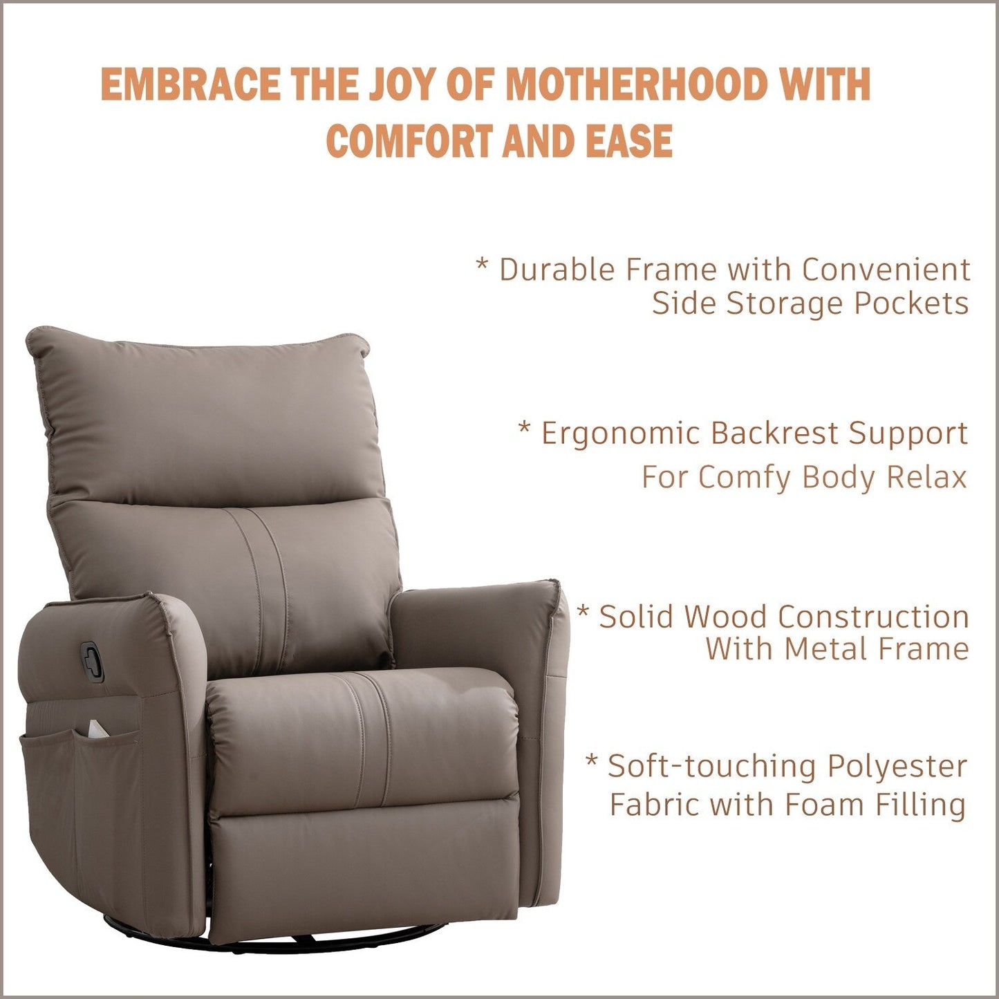 360Â° Swivel Rocker Manual Recliner Chair for Living Room, Bedroom