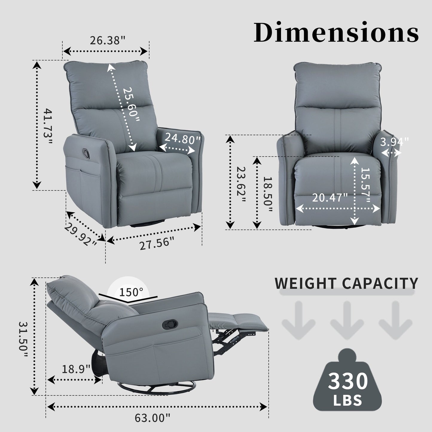 360Â° Swivel Rocker Manual Recliner Chair for Living Room, Bedroom