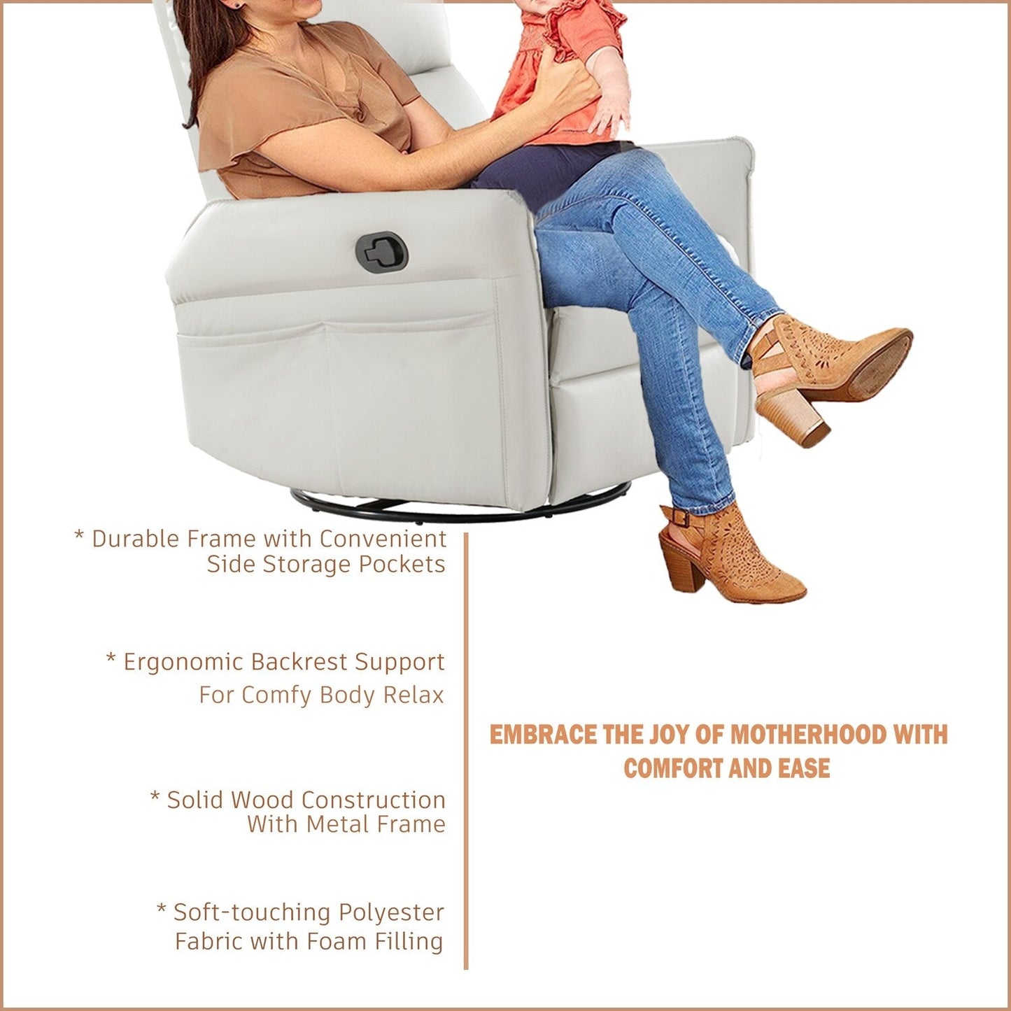 360Â° Swivel Rocker Manual Recliner Chair for Living Room, Bedroom