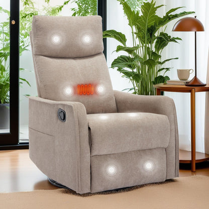360Â° Swivel Rocker Recliner Chair with Massage and Lumbar Heating