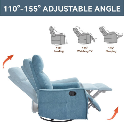 360Â° Swivel Rocker Recliner Chair with Massage and Lumbar Heating