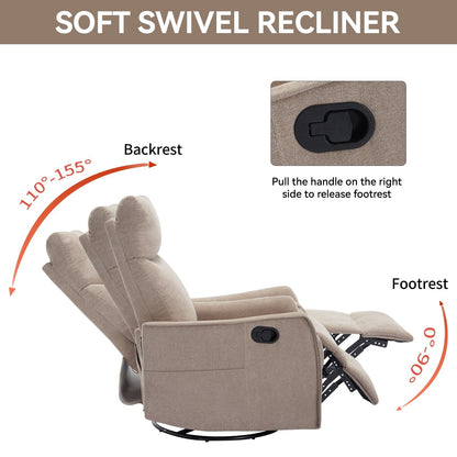 360Â° Swivel Rocker Recliner Chair with Massage and Lumbar Heating
