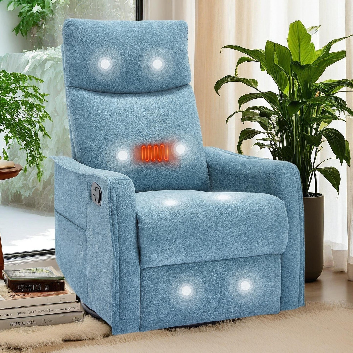 360Â° Swivel Rocker Recliner Chair with Massage and Lumbar Heating