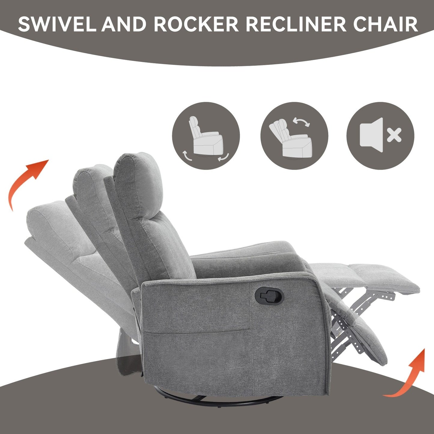 360Â° Swivel Rocker Recliner Chair with Massage and Lumbar Heating