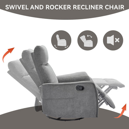 360Â° Swivel Rocker Recliner Chair with Massage and Lumbar Heating