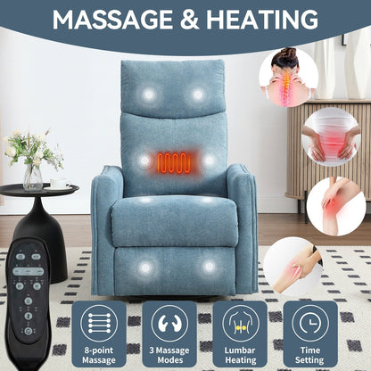 360Â° Swivel Rocker Recliner Chair with Massage and Lumbar Heating